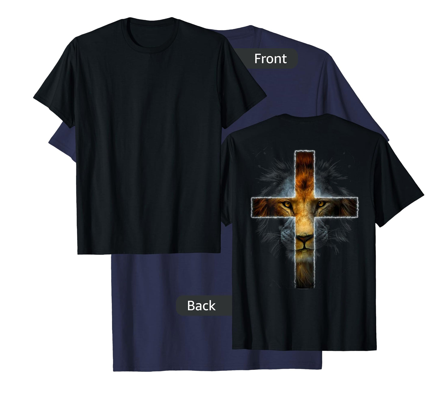 Christian Jesus Lion of Tribe Judah Cross Men Women ON BACK T-Shirt