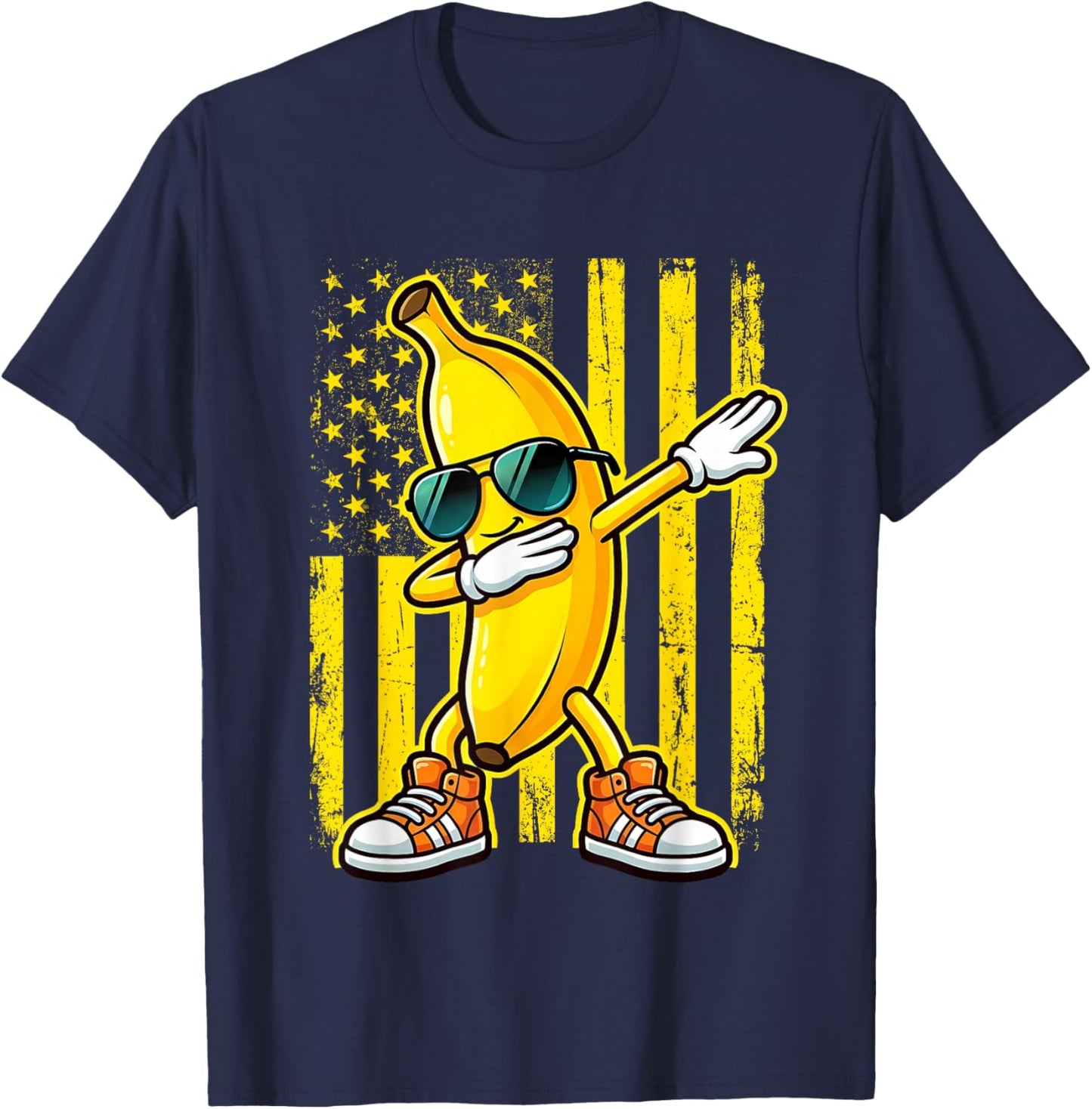 Dabbing Banana USA American Flag Patriotic Banana Lover Kids T-Shirt - T-Shirt | Navy
