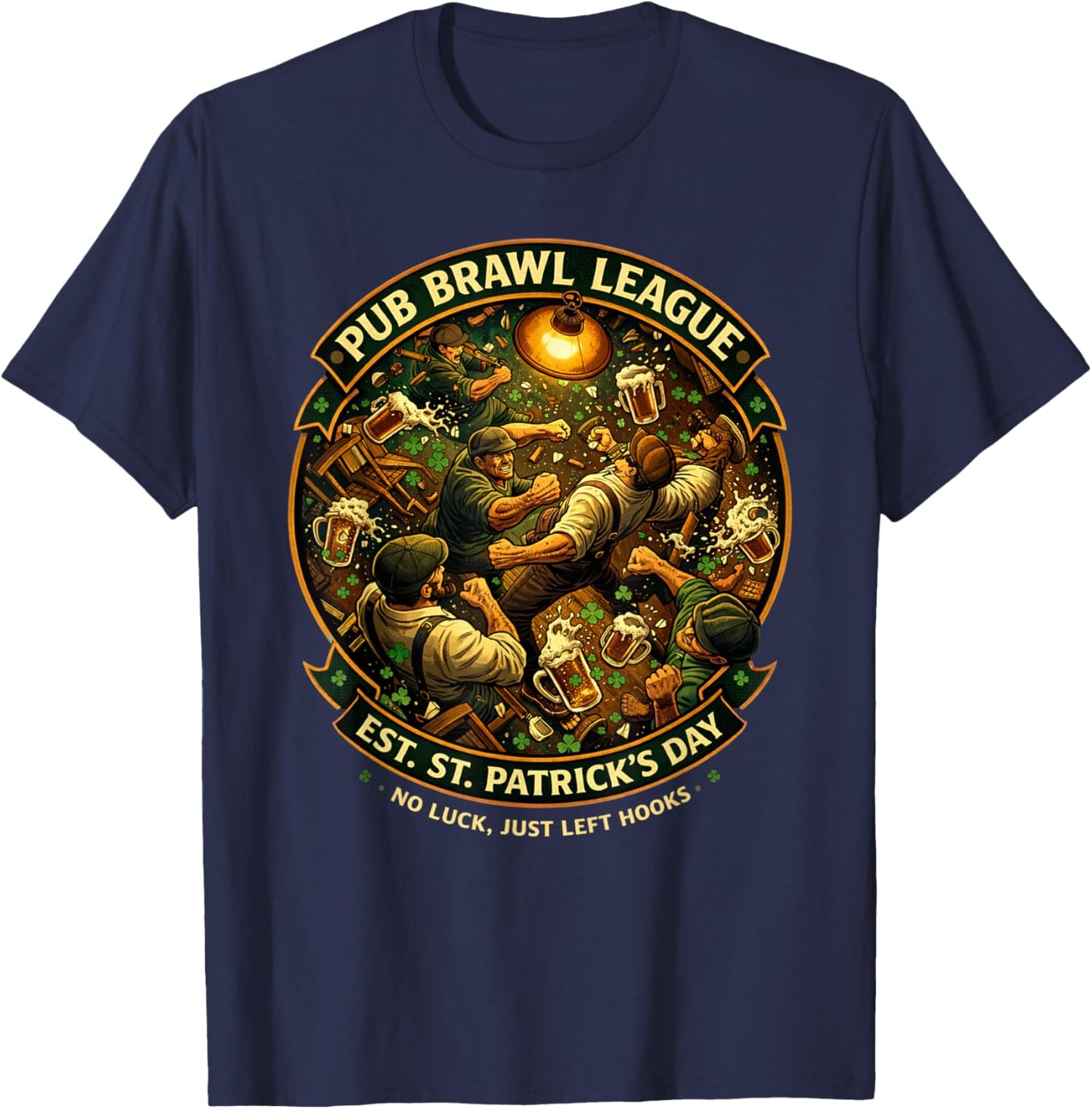 Pub Fight League St Patricks Day Bar Crawl Party T-Shirt - T-Shirt | Navy