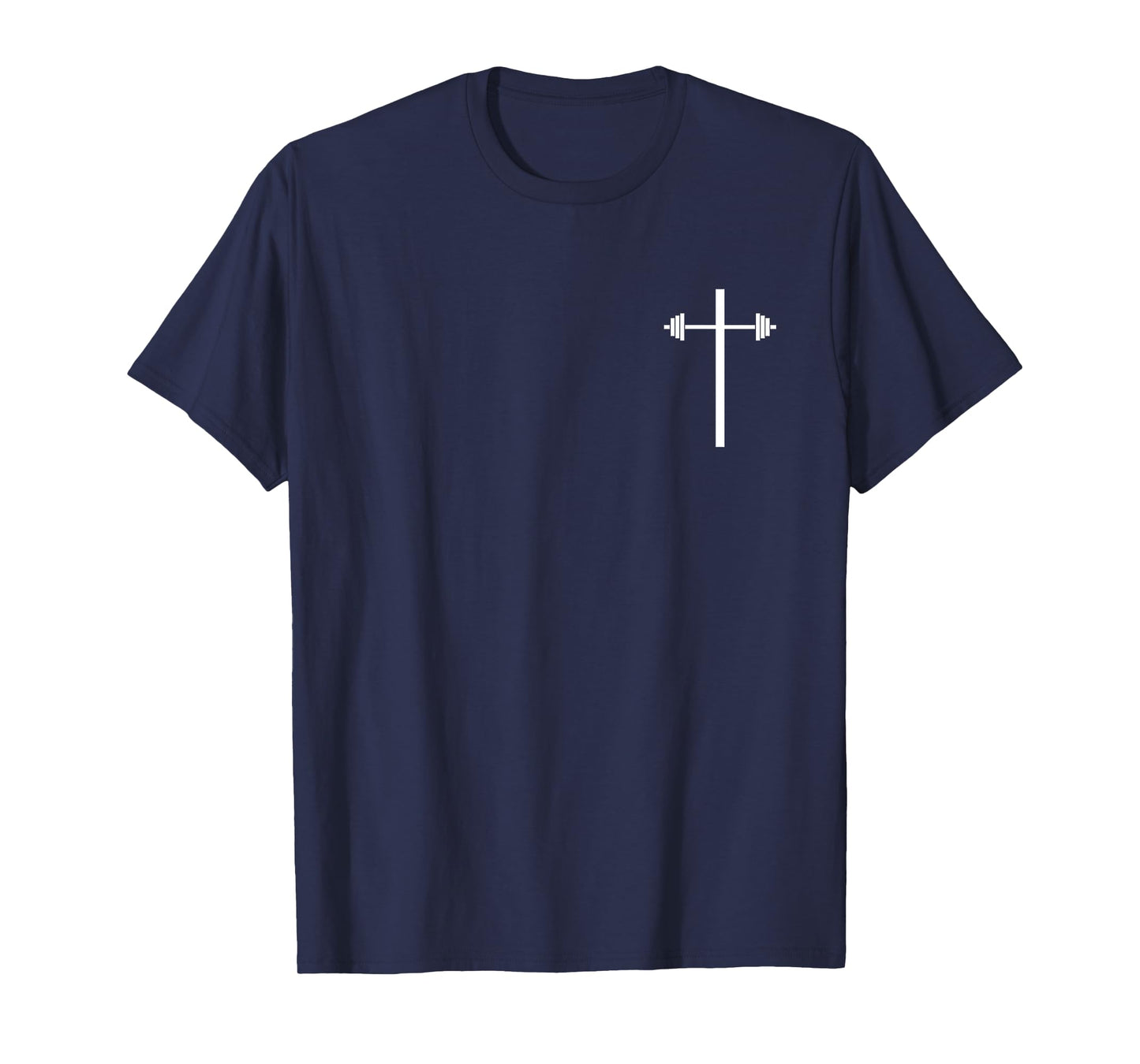 Dumbbell Barbell Cross Christian Gym Workout in Pocket T-Shirt