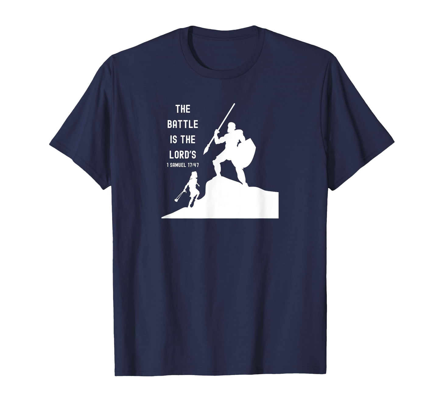 Inspired Words of Hope Bible Verse David and Goliath Christian Scripture Motivating T-Shirt, Small, Black