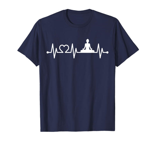 EKG Heartbeat Yoga with Heart Lotus Seat Padmasana Pulse T-Shirt