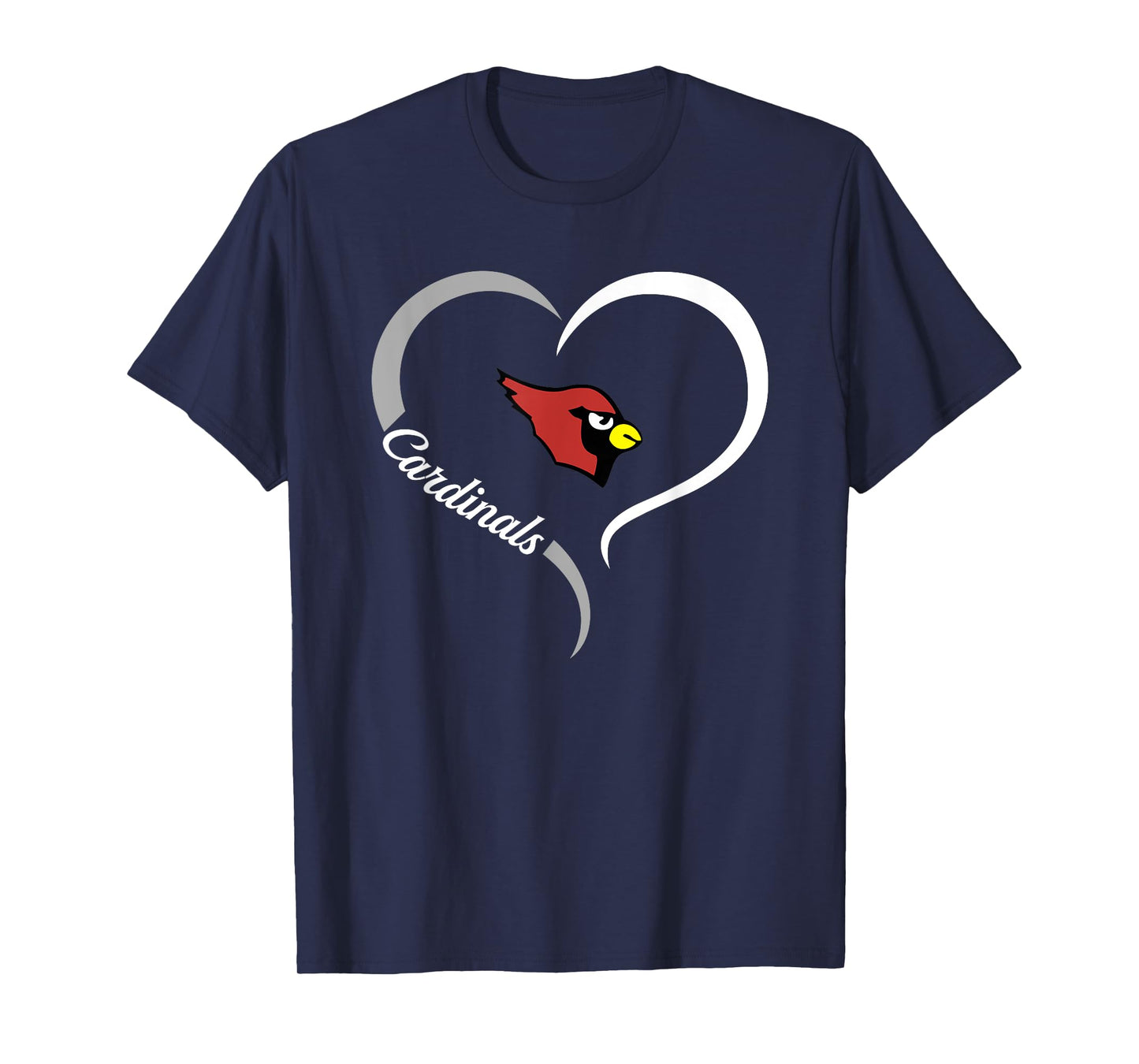Mentor Cardinals Logo Half Heart Slogan HS T-Shirt