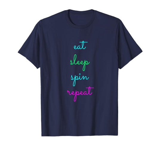 Eat Sleep Spin Repeat Funny Spinning Class Cycling Workout T-Shirt