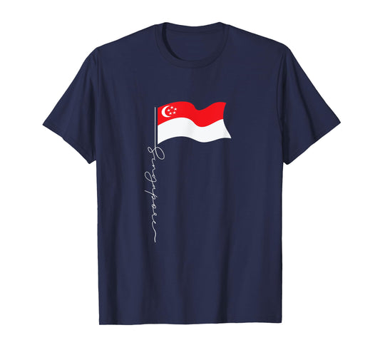 Singapore Signature Flag Pole - Patriotic Singaporean Flag T-Shirt