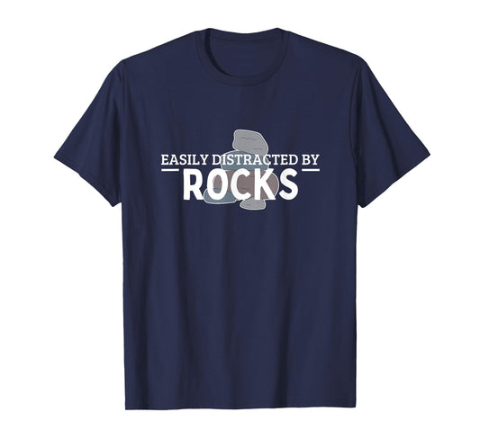 Easily Distracted By Rocks Funny Vintage Rock Collector T-Shirt