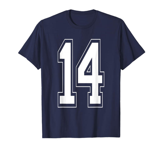 Number 14 TShirt Baseball Football Soccer Numbered Jersey T-Shirt