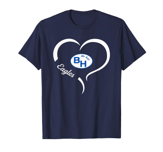 Barbers Hill Eagles Logo Half Heart Slogan HS T-Shirt