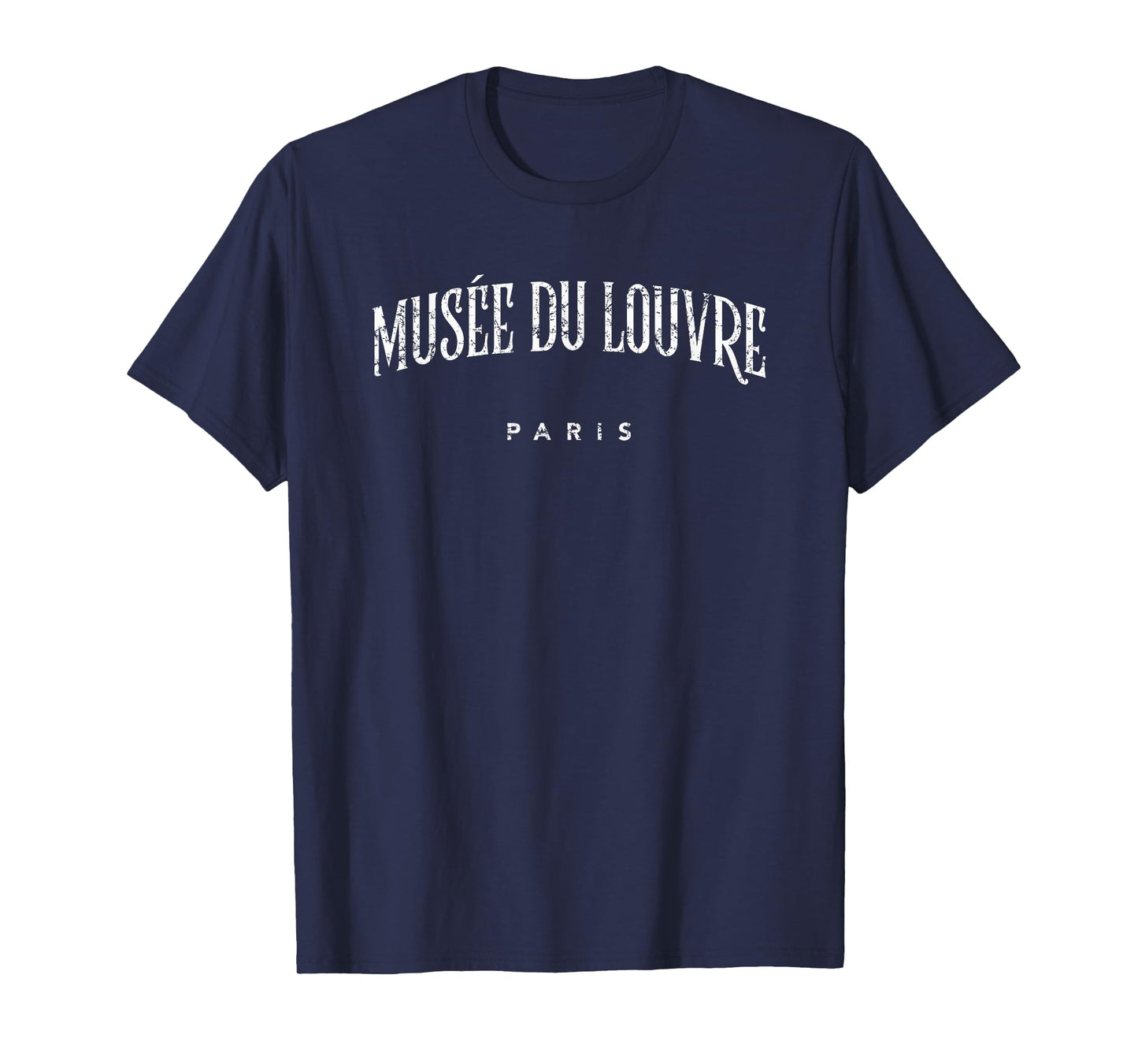 Louvre Museum Classic Lettering Distressed Print T-Shirt