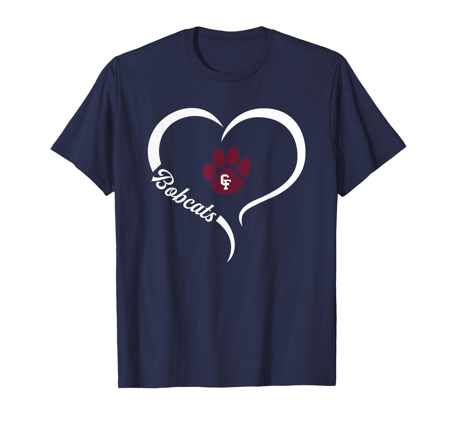 Cy-Fair Bobcats Logo Half Heart Slogan HS T-Shirt