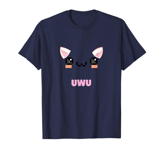 Kawaii Gamer Girl UwU with Cat Design T-Shirt