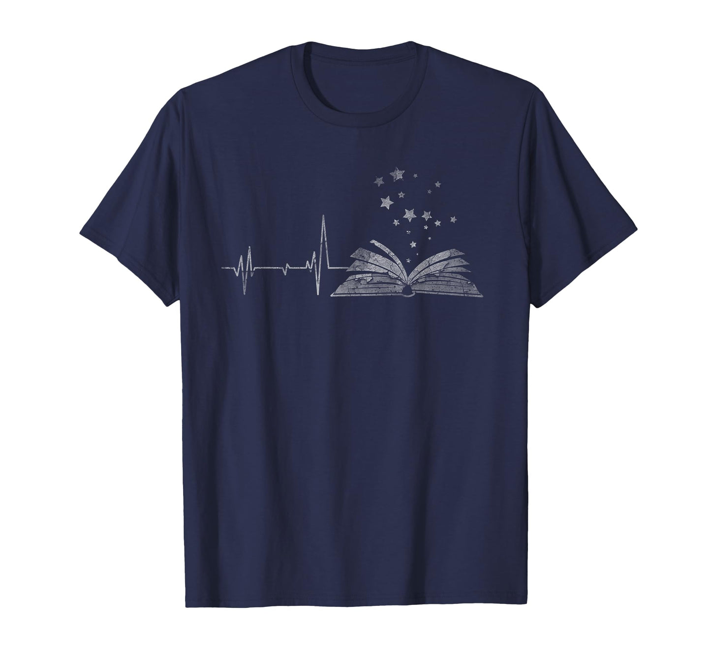 Vintage Retro Distressed Heartbeat Book Reader Lover Gift T-Shirt