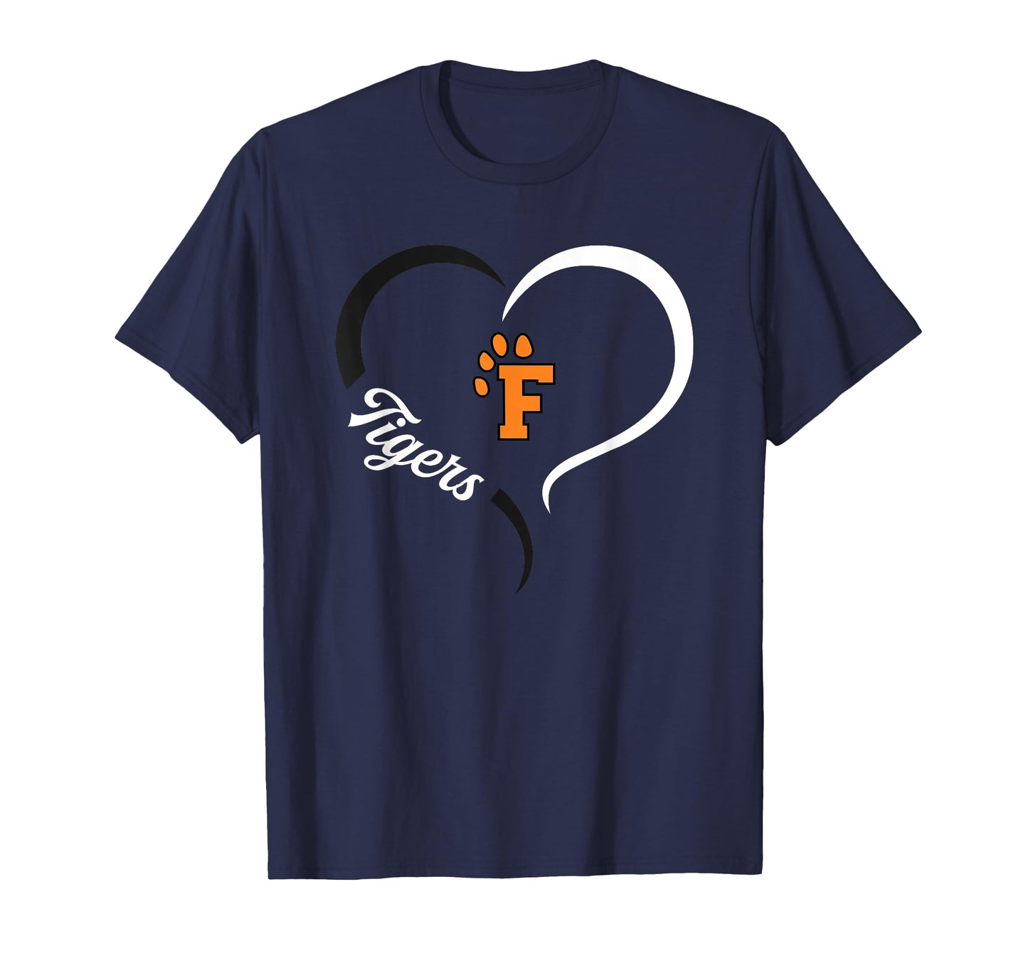 Fenton Tigers Logo Half Heart Slogan HS T-Shirt