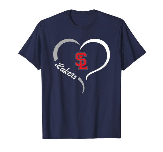 Spring Lake Lakers Logo Half Heart Slogan HS T-Shirt