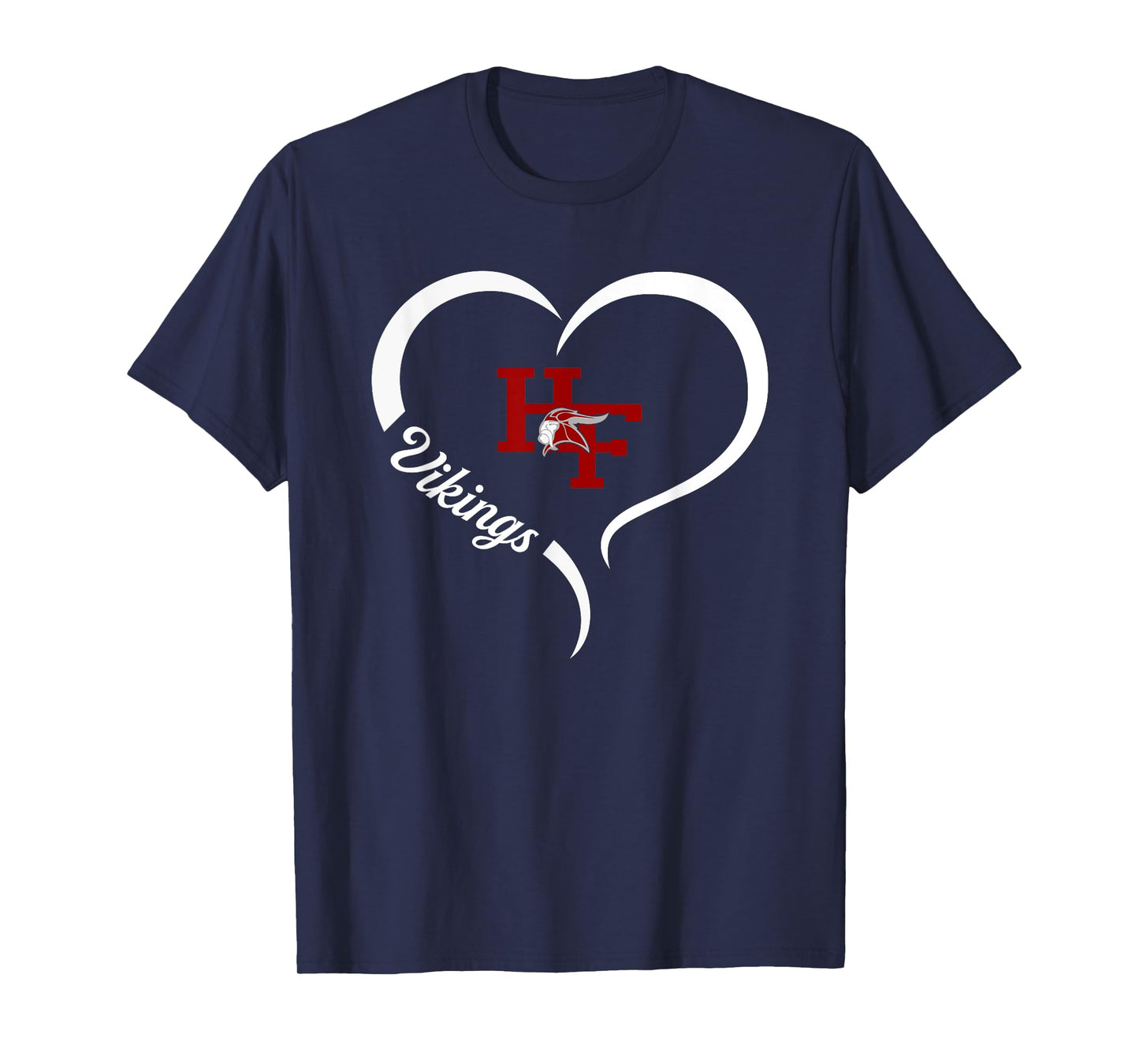 Homewood-Flossmoor Vikings Logo Half Heart Slogan HS T-Shirt