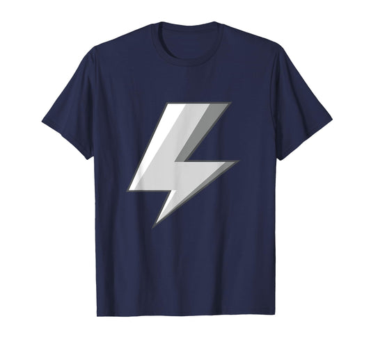 Lightning Bolt White Grey Graphic Tee Easy Halloween Costume T-Shirt