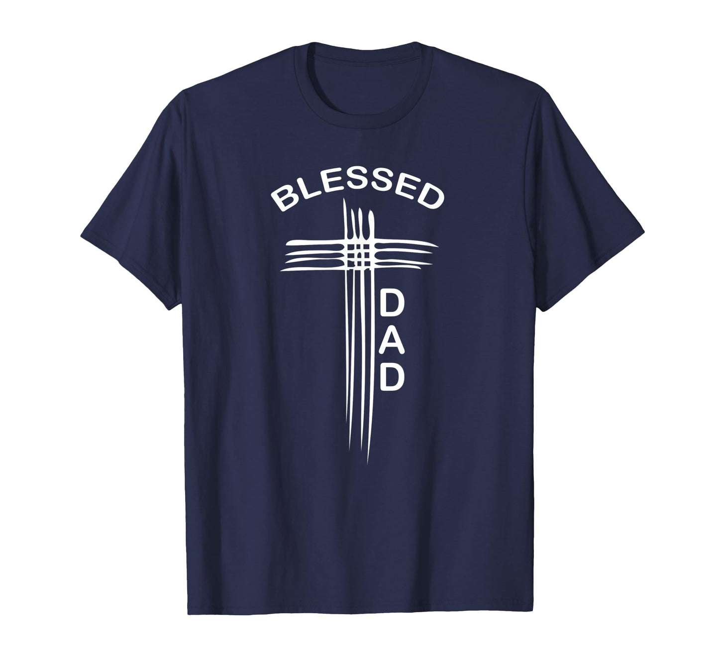 Mens Blessed Dad Christian Cross Religious T-Shirt