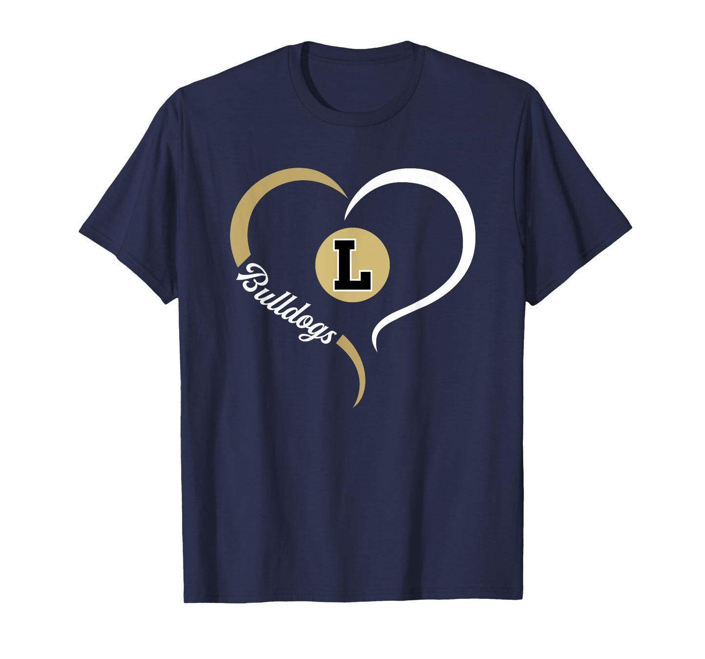 Lapel Bulldogs Logo Half Heart Slogan HS T-Shirt
