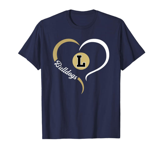 Lapel Bulldogs Logo Half Heart Slogan HS T-Shirt