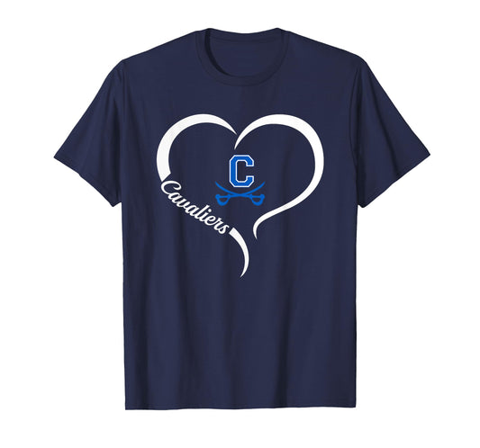 Chillicothe Cavaliers Logo Half Heart Slogan HS T-Shirt