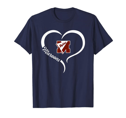 Moline Maroons Logo Half Heart Slogan HS T-Shirt