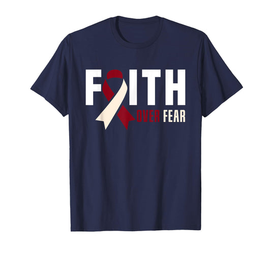 Faith Fear Jesus God Throat Oral Head Neck Cancer Awareness T-Shirt