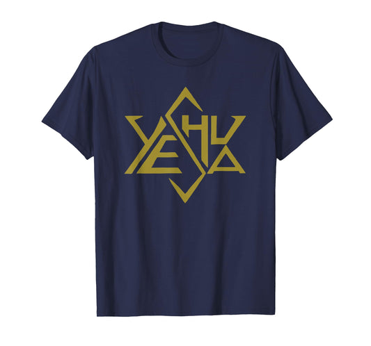 Yeshua T Shirt Jesus Gold Super Star Tetrahedron of David T-Shirt