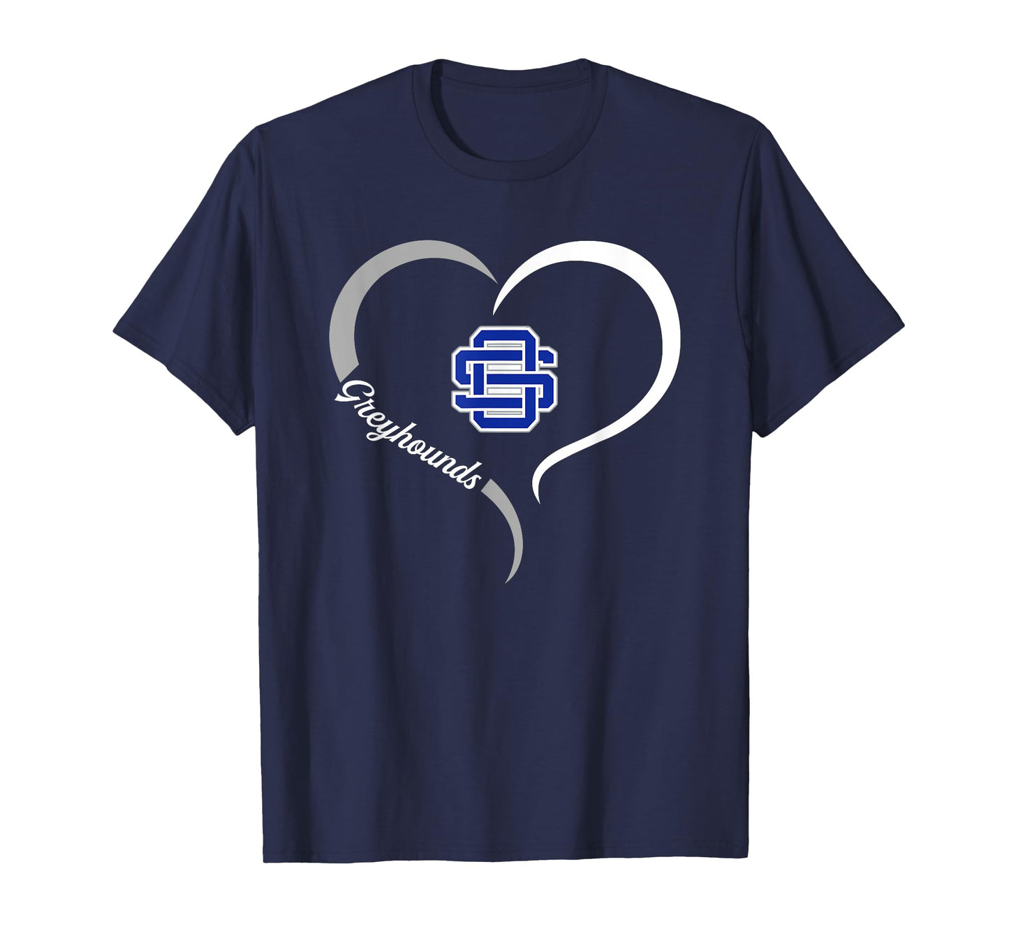 Ocean Springs Greyhounds Logo Half Heart Slogan HS T-Shirt