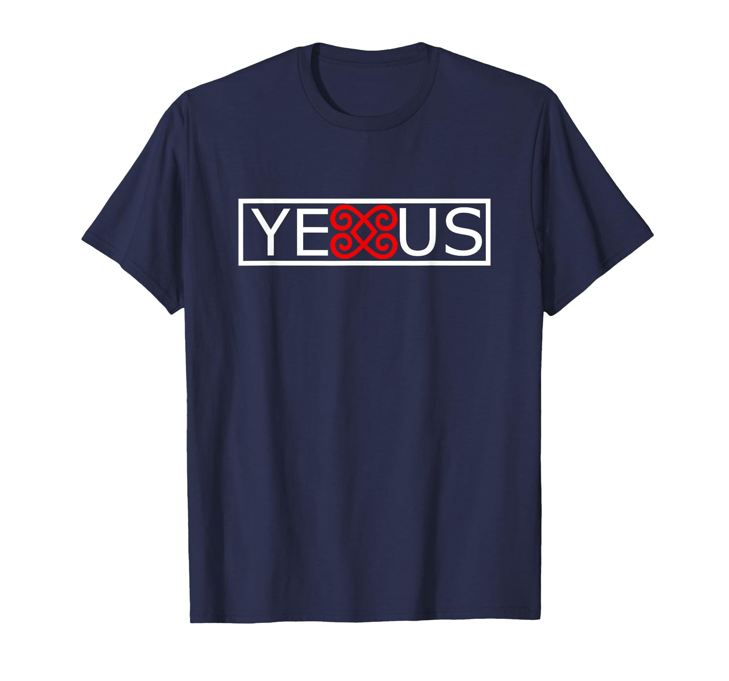 Hmong Jesus Yexus White Letters Border Heart Red Symbol T-Shirt