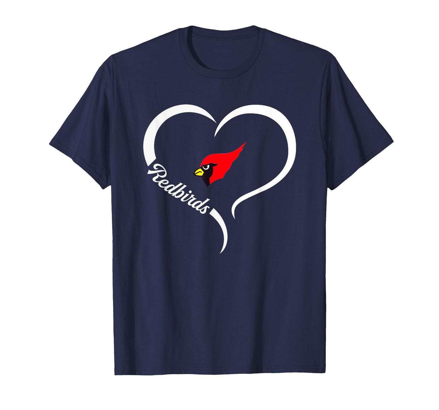Metamora Township Redbirds Logo Half Heart Slogan HS T-Shirt