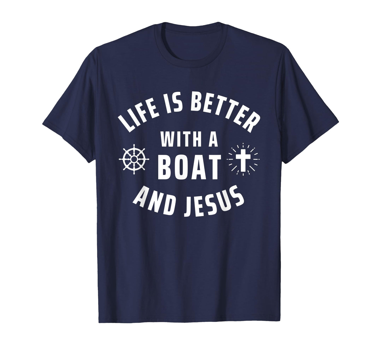 Boat And Jesus Boating Religious Captain Sailor Boater T-Shirt