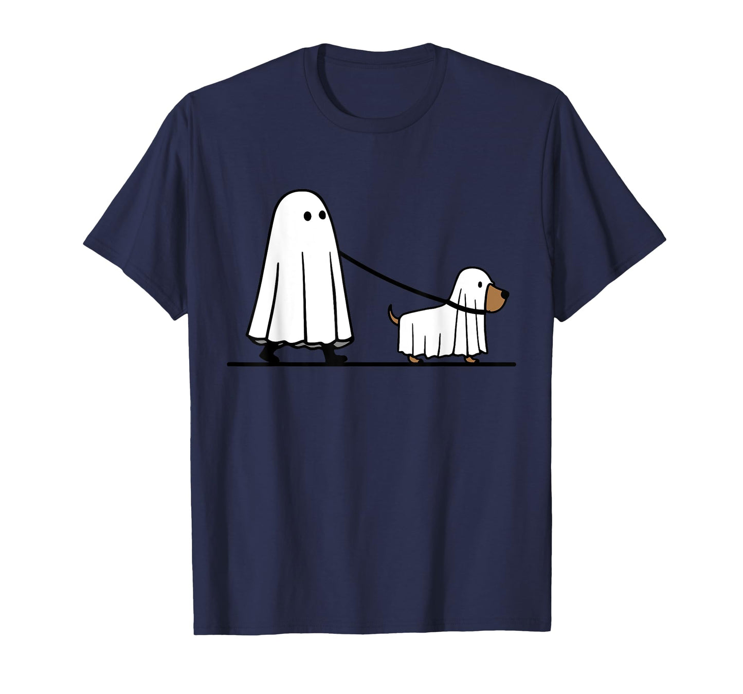 Halloween Ghost Walking Dog Dogs Cute Ghosts Retro Groovy T-Shirt