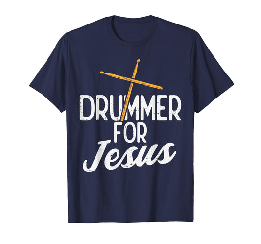 Drummer For Jesus God Drumming Christian Men Women Kids T-Shirt