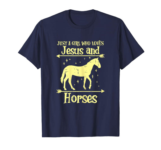 Just A Girl Who Loves Jesus And Horses Christian Girls Women T-Shirt