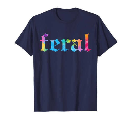 Feral Summer Girl Tie Dye T-Shirt - Women's Gothic Blackletter Font Tie-Dye T-Shirt - Small - Black - Short Sleeve