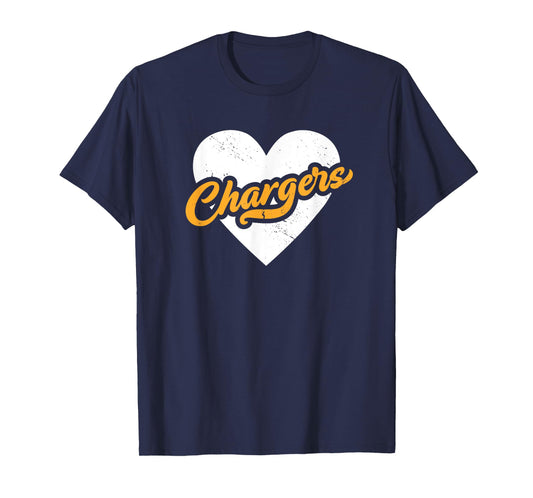 Vintage Chargers High School Go Chargers Pride Heart T-Shirt