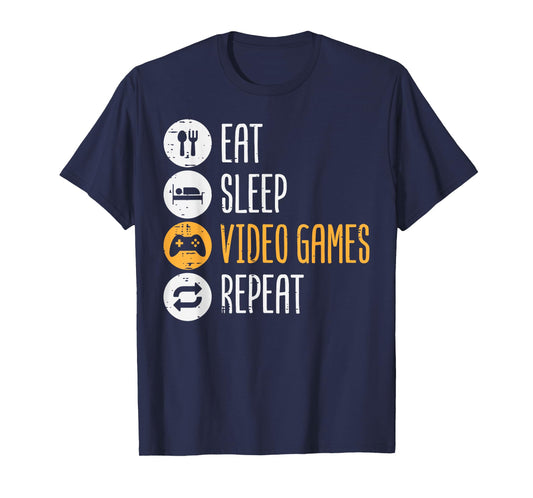 Eat Sleep Video Games Repeat Gaming Gamer Men Boys Kids Teen T-Shirt