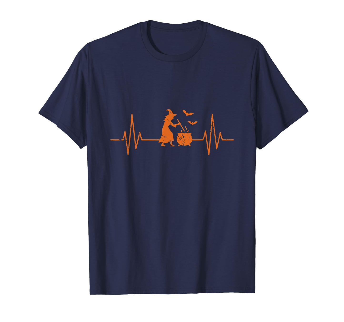 Witch Cauldron Heartbeat EKG Line Halloween T-Shirt