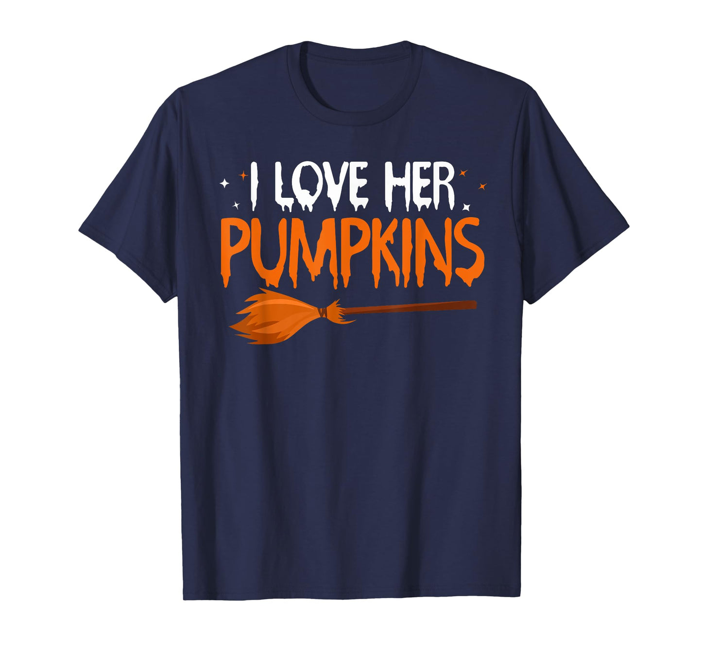 I Love His Broomstick I Love Her Pumpkins Halloween Couples T-Shirt