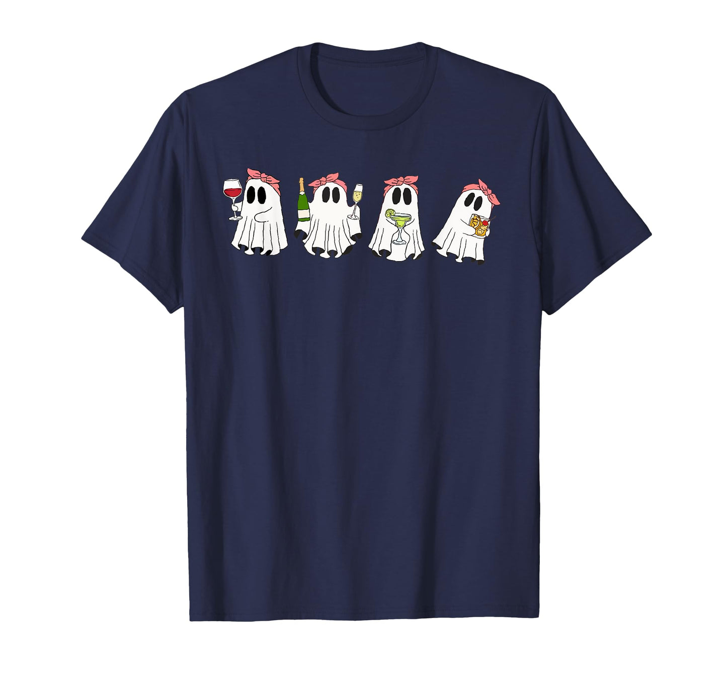 Halloween Ghost Wine Ghost Cute Lace Ghost Halloween Spooky T-Shirt