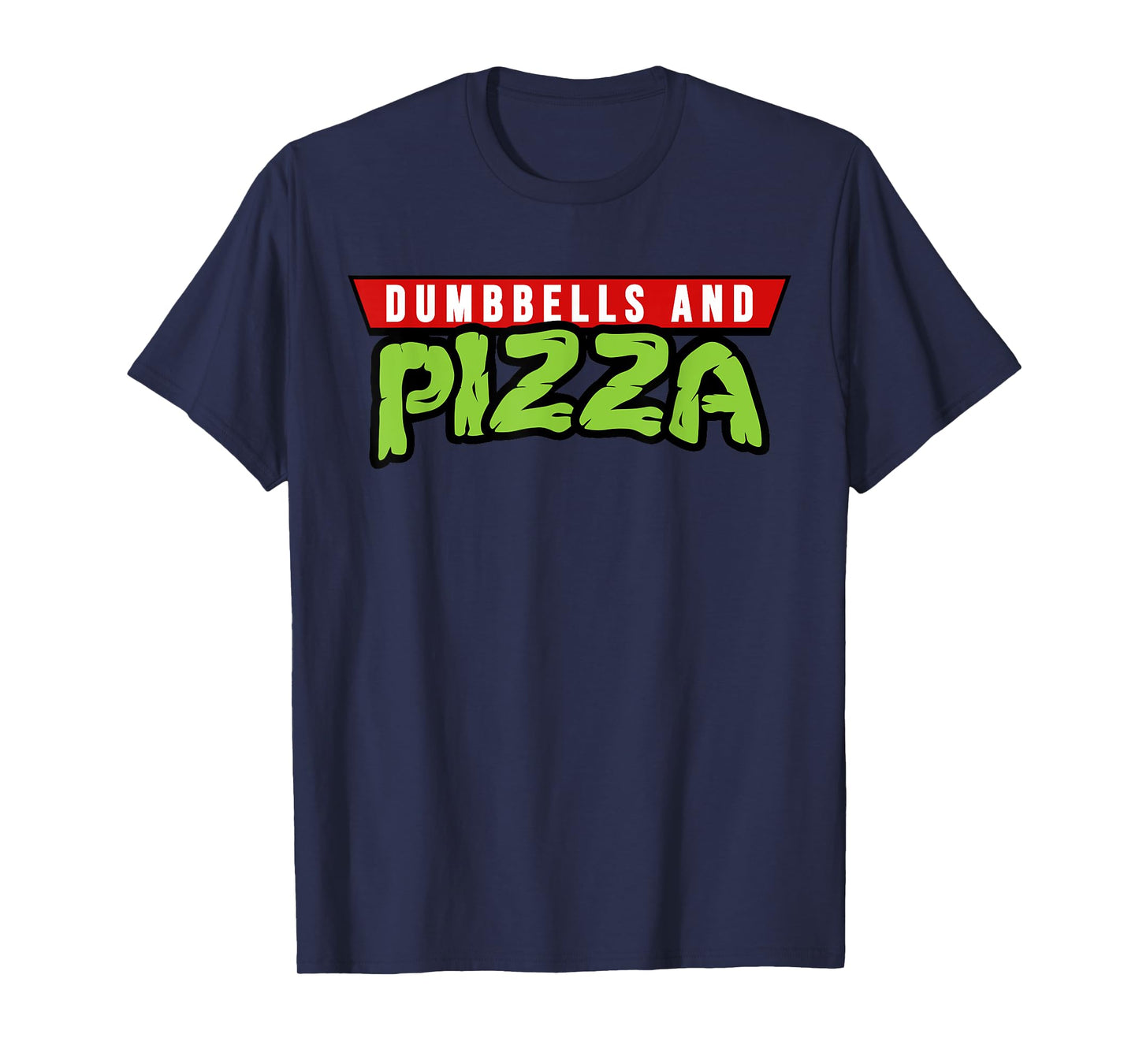 Dumbbells and Pizza Funny Cute Turtle Themed Gym and Fitness T-Shirt