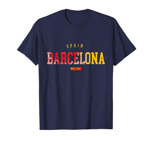 Vintage Barcelona Spain Athletic Sport Varsity Style T-Shirt