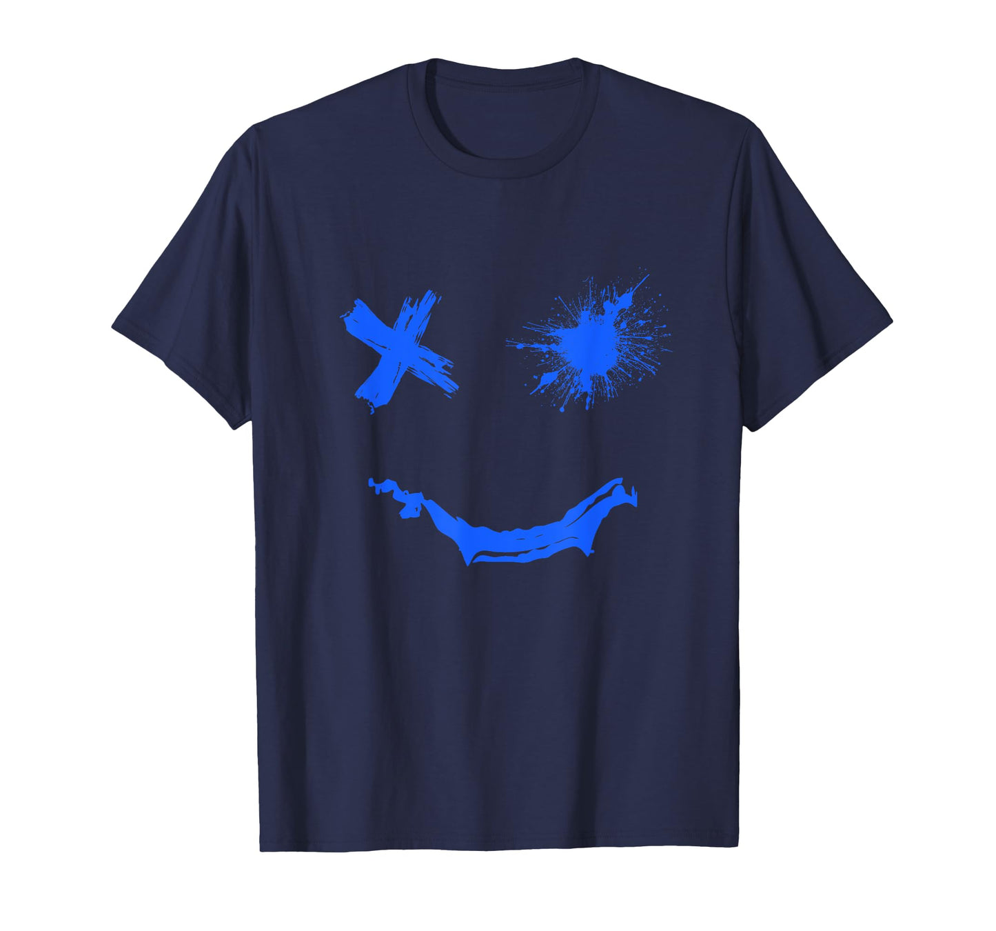 Blue Grunge Smile Royal Blue Graphic T-Shirt