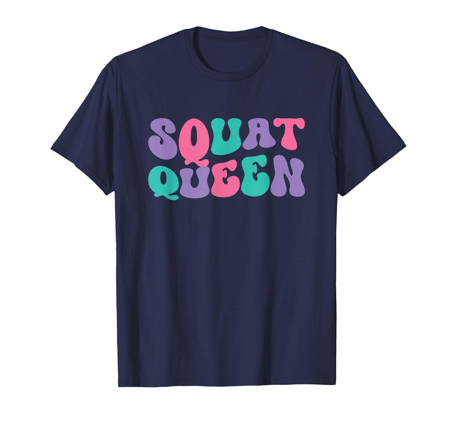 Squat Queen Womens Weightlifting Retro Vintage Wavy Groovy T-Shirt