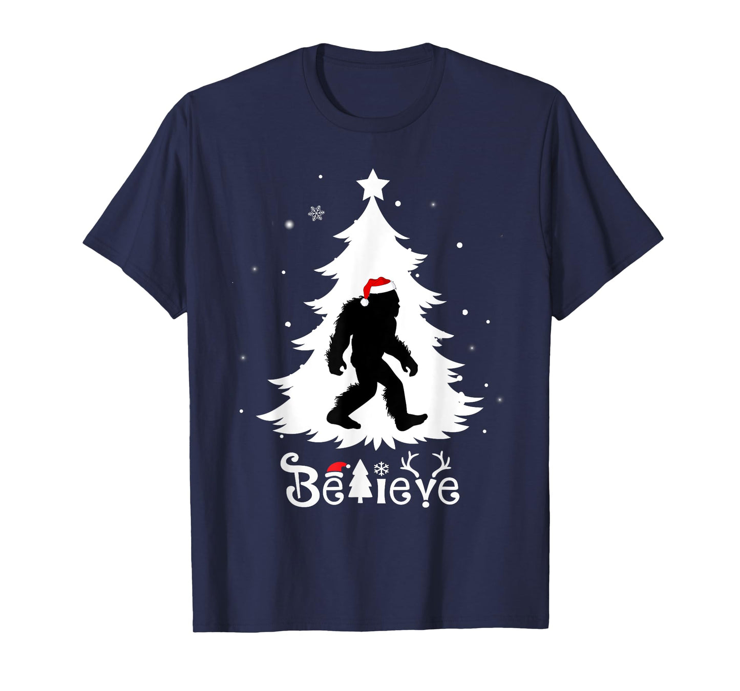 Skunk Ape Christmas Believe Santa Hat Bigfoot Xmas T-Shirt