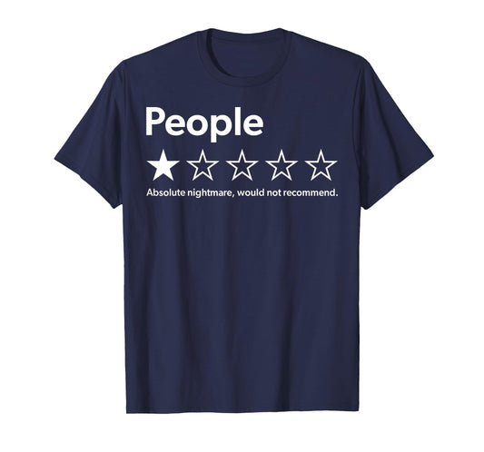Funny People Rating Tee Shirt - Unisex Adults - Black - Small - Short Sleeve - Crew Neck - Retro - Polyester - T-Shirt - Letter Print - Lightweight, Classic fit, Zipper closure