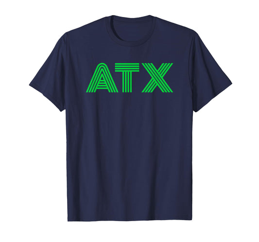 ATX / Austin TX Retro Design In Green T-Shirt