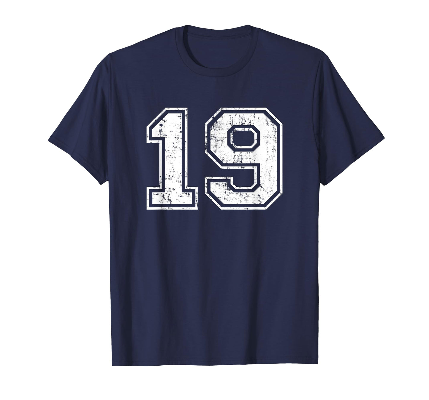 Number 19 Varsity Distressed Vintage Sports Team Practice T-Shirt