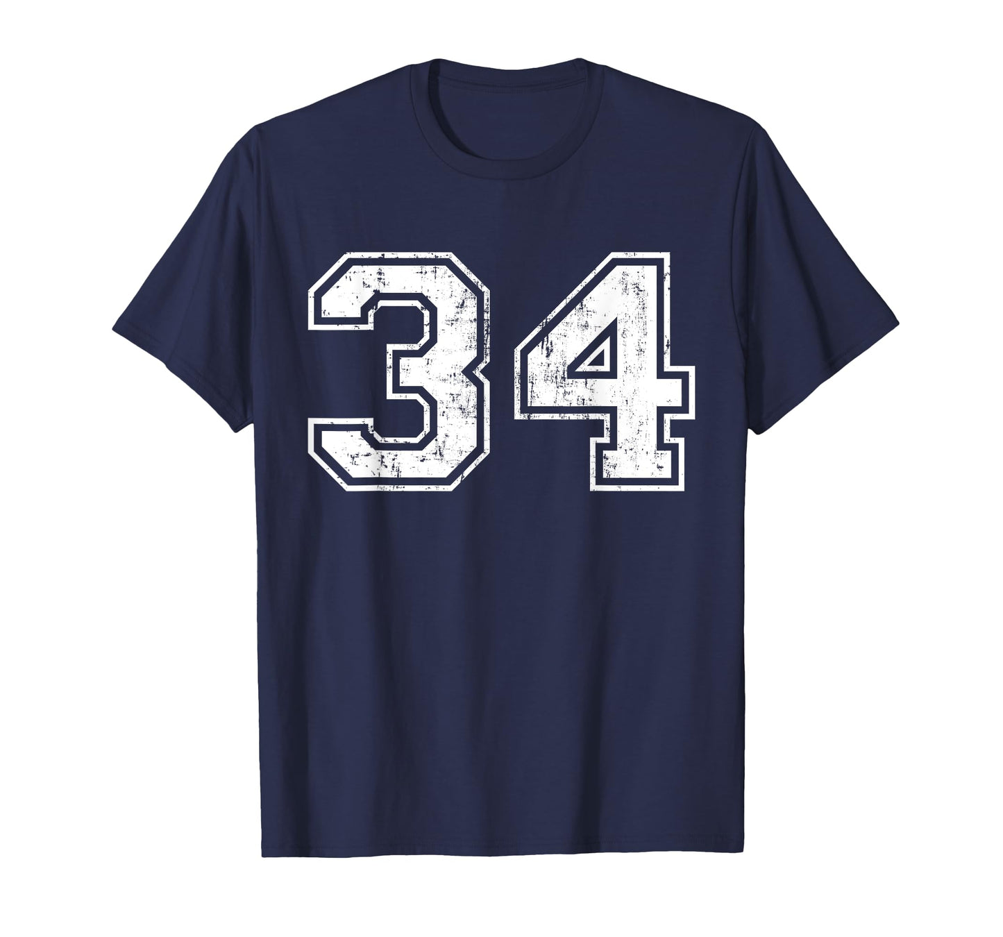 Number 34 Distressed Vintage Thirty Four Sport Team Practice T-Shirt