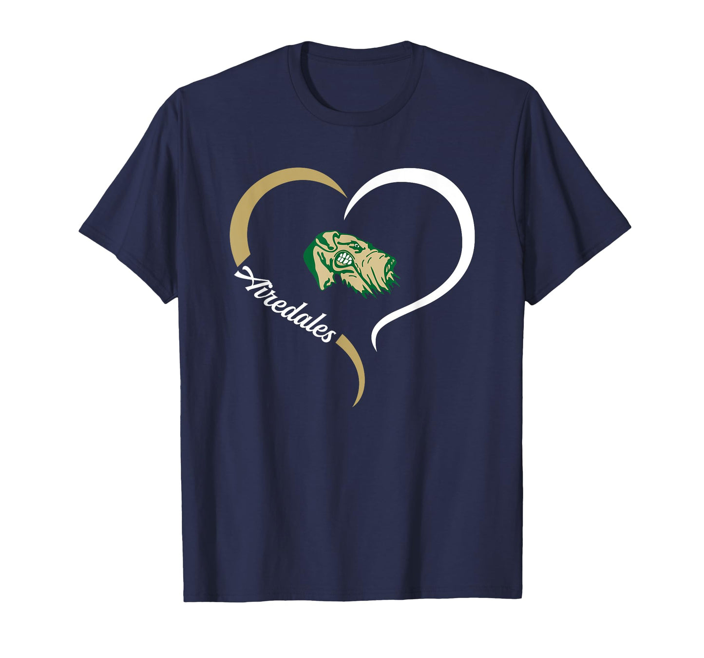 Alma Airedales Logo Half Heart Slogan HS T-Shirt